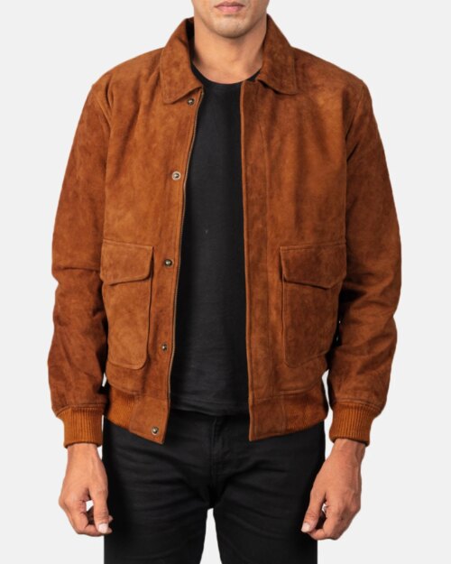Buckskin Brown Suede A2 Bomber Jacket